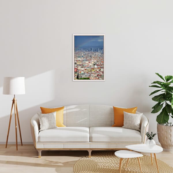 Living room design inspiration with a framed print of Naples, Italy taken by Photographer Scott Allen Wilson.