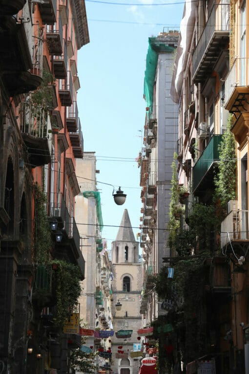 Pastel narrow street of Naples Italy taken by Photographer Scott Allen Wilson
