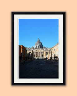 Colorful framed portrait taken by Photographer Scott Allen Wilson in Rome, Italy, showing the St. Peter's Basilica.
