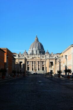 Artistic architecture portrait taken by Photographer Scott Allen Wilson in Rome, Italy, showing the St. Peter's Basilica, surrounded by St. Peter’s Square