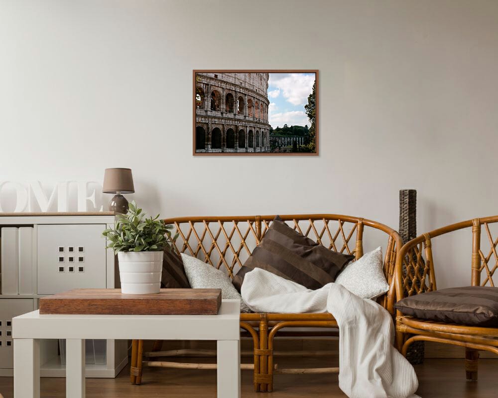 Cozy decoration with framed photo of Roman Colosseum taken in Rome Italy by Photographer Scott Allen Wilson