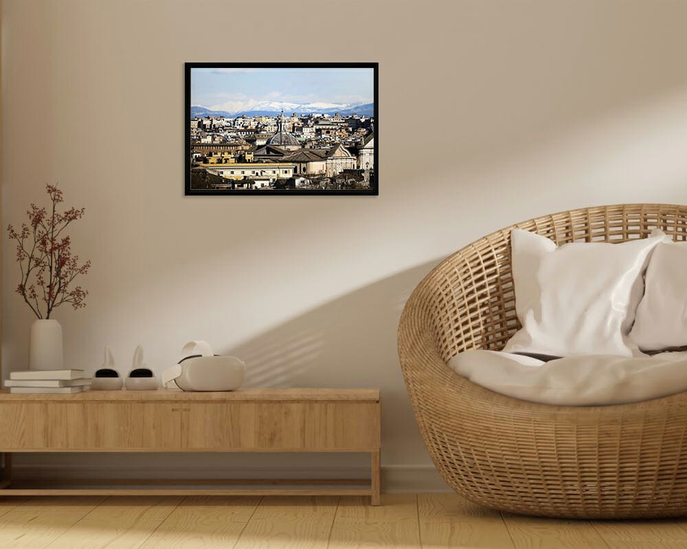 Spot design inspiraton with black framed print of Rome view taken by Photographer Scott Allen Wilson
