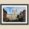 Architecture framed print of Spanish Steps guiding to the church of Trinità dei Monti taken from Piazza di Spagna by Photographer Scott Allen Wilson in Rome, Italy.
