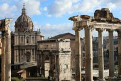 Photo taken by Photographer Scott Allen Wilson in Rome, Italy, shows the Roman Forum and Church of Santi Luca e Martina in the background