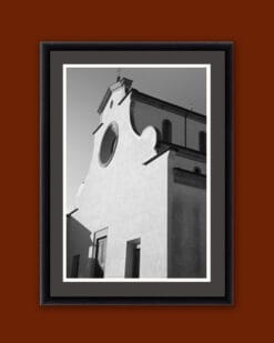 Black and white framed print taken by Photographer and Digital Artist, Scott Allen Wilson in the Basilica di Santo Spirito, located in Florence, Italy.