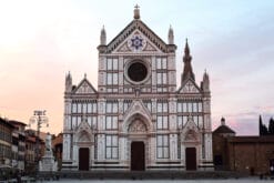 Front view of Santa Croce in pastel colors captured by Photographer Scott Allen Wilson in Florence, Italy