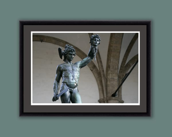 Framed print of Statue of Perseus and Medusa at Piazza Della Signoria, taken by Photographer Scott Allen Wilson in Florence, Italy.
