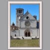 White framed print of the Basilica of Saint Francis taken by Photographer Scott Allen Wilson, in Assisi, Italy.