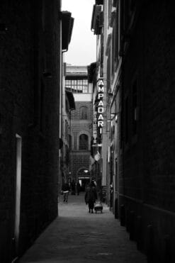 Black and white shot of Via Santa Elisabetta taken by Photographer Scott Allen Wilson in Florence, Italy