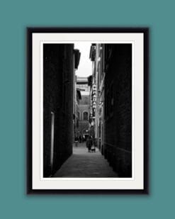 Black and white framed print of Via Santa Elisabetta taken by Photographer Scott Allen Wilson in Florence, Italy