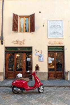Photo of a red Vespa parked in front of Gelateria Artigianale a Firenze in Florence, Italy taken by Photographer Scott Allen Wilson
