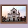 Wooden framed photo of Santa Croce in pastel colors captured by Photographer Scott Allen Wilson in Florence, Italy
