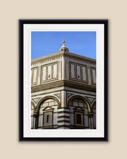 Architecture framed photo of the Baptistery of Saint John located in Florence, Italy