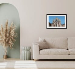 Beige minimalist decoration with a classic framed print of the Duomo di Siena taken in Italy by Photographer Scott Allen Wilson
