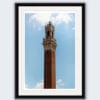Framed picture of the tower of Palazzo Pubblico with a sky background taken in Siena, Italy by Photographer Scott Allen Wilson