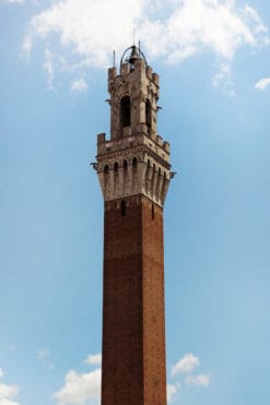Amazing picture of the tower of Palazzo Pubblico with a sky background taken in Siena, Italy by Photographer Scott Allen Wilson