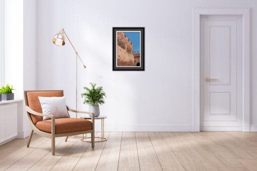 Minimalist decoration with terracotta and rose gold with a framed picture of the brick walls of Castelvecchio in Verona, Italy by Photographer Scott Allen Wilson