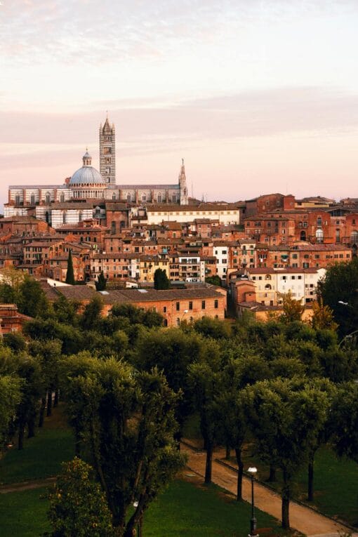 Overview of Siena, Italy taken by Photographer Scott Allen Wilson composed by warm shades that transmit a dreamy vibe.