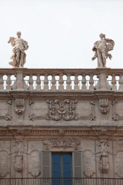 Detailed and symmetrical shot of Palazzo Maffei taken in Verona, Italy by Photographer Scott Allen Wilson.
