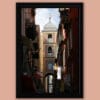 Wooden framed print of San Gregorio Armeno street, or Christmas Alley, taken by Photographer Scott Allen Wilson in Naples, Italy.
