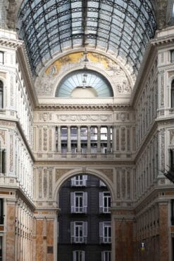 Beautiful print of Galleria Umberto I with Renaissance figures on the walls take in Naples, Italy by Photographer Scott Allen Wilson