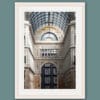 Classic white framed print of Galleria Umberto I with Renaissance figures on the walls take in Naples, Italy by Photographer Scott Allen Wilson