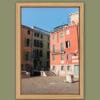Framed print of pink buildings in a small plaza in Venice, Italy taken by Photographer Scott Allen Wilson