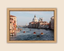 Framed landscape of the motor botes in the Grand Canal located in Venice, Italy taken by Photographer Scott Allen Wilson