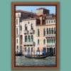 Wooden framed print lonely gondoliere passing by the palaces that stand along the Grand Canal in Venice, Italy taken by Photographer Scott Allen Wilson