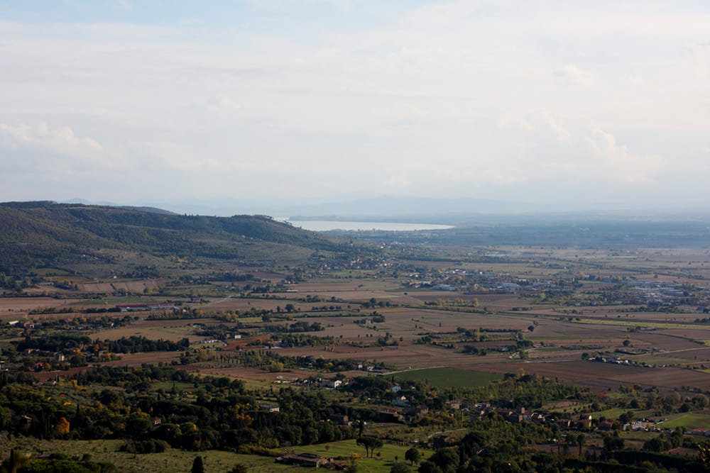 View of the valley below Cortona, Italy