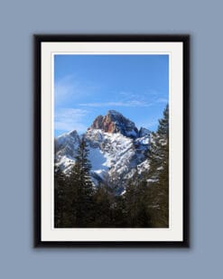 Framed photo of huge mountain peak in the Dolomites, Italy take by Photographer Scott Allen Wilson.