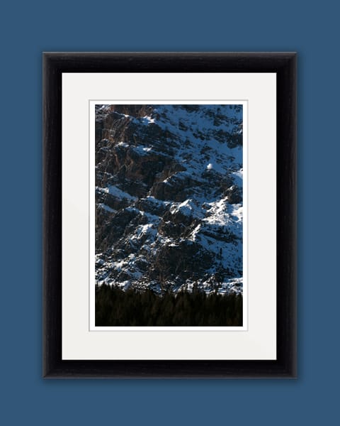 Framed print of the Dolomites, Italy showing textures and blue shades taken by Photographer Scott Allen Wilson
