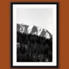 Framed print of snow-capped mountains surrounded by pine trees in the Dolomites, Italy taken by Photographer Scott Allen Wilson