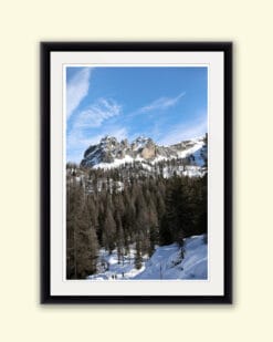 Framed print of a landscape in the Dolomites peaks in Italy taken by Photographer Scott Allen Wilson.