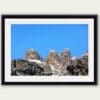 Amazing framed print of mountain peaks in the Dolomites, Italy with an intense blue sky in the background taken by Photographer Scott Allen Wilson.