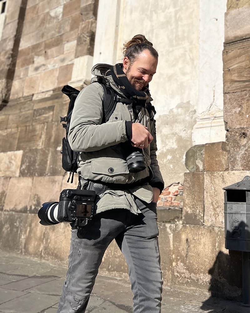 Portrait of photographer Scott Allen Wilson in Lucca, Italy