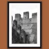 Black and white framed print showing the different angles and geometric shapes of Castello Scagliero di Lazise in Italy taken by Photographer Scott Allen Wilson.
