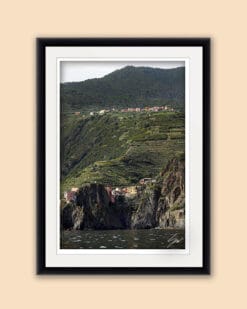 Black framed print of the ligurian coastline in Cinque Terre, Italy. By Photographer Scott Allen Wilson.