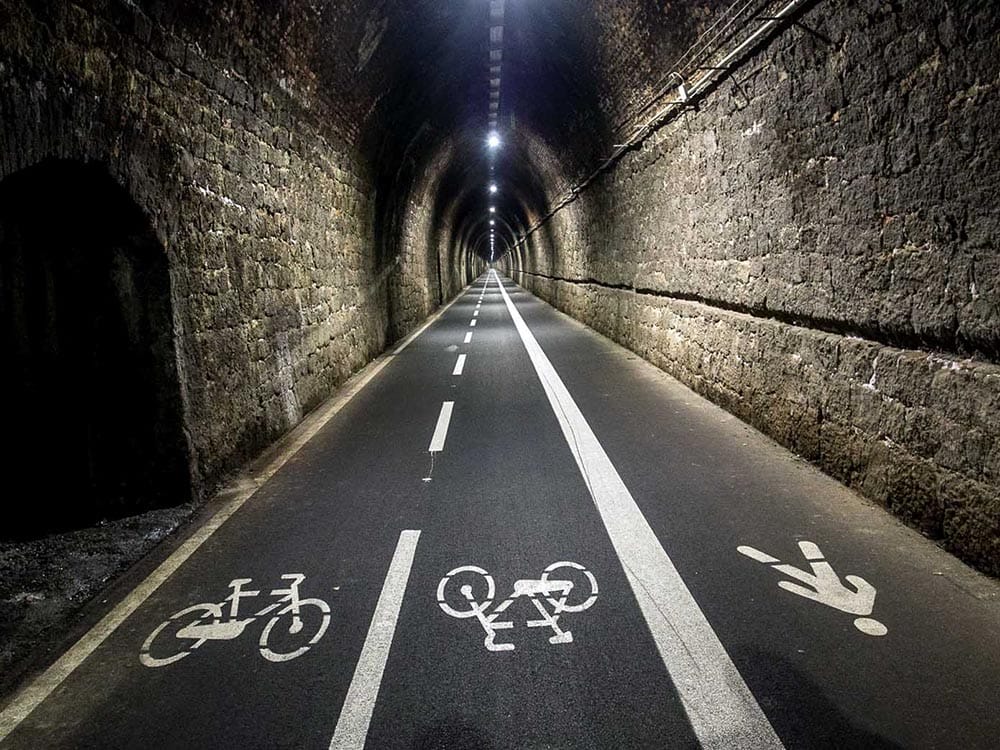 Photo inside the bike tunnel between Levanto and Bonassola in Italy.