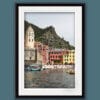 Black framed artistic print of Vernazza, Cinque Terre, Italy. By Photographer Scott Allen Wilson.