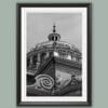 Black framed black and white print of the dome of the Basilica di Santa Maria della Steccata in Parma. Captured by Photographer Scott Allen Wilson