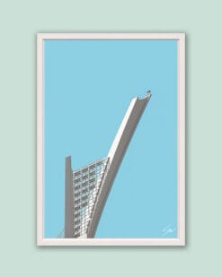 A white framed print of a unique detail of Ponte Ennio Flaiano, Italy. By Photographer Scott Allen Wilson.