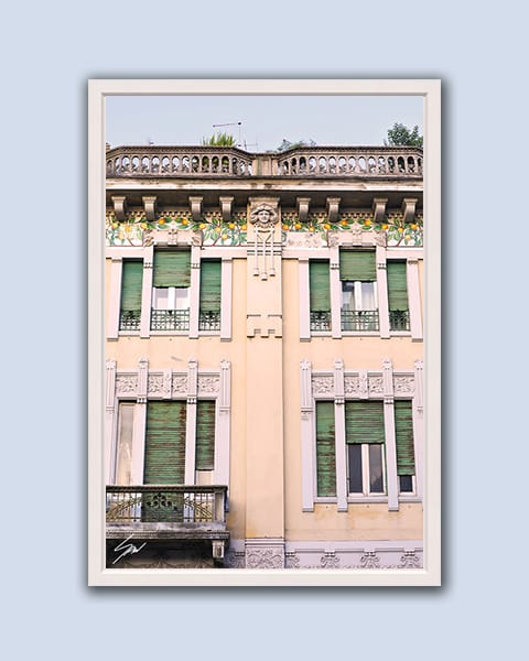 A white framed print of Teatro Michetti in Pescara, Italy. By Photographer Scott Allen Wilson.