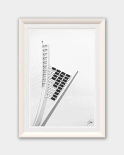 A white framed print of a detail of the Ponte Ennio Flaiano in Pescara, Italy. By Photographer Scott Allen Wilson.