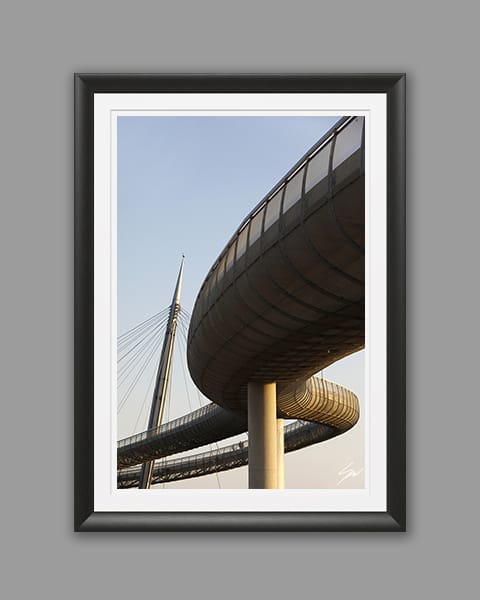 A black framed print of Ponte del Mare in Pescara, Italy. By Photographer Scott Allen Wilson.
