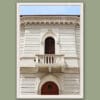 A white framed print of a liberty style building in Pescara, Italy. By Photographer Scott Allen Wilson.