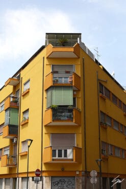 A symmetric yellow house in Pescara, Italy. By Photographer Scott Allen Wilson.