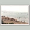 White framed print of a crowded beach in Pescara, Italy. Shot by Photographer Scott Allen Wilson.