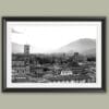 A black framed b&w print of the city of Lucca, Italy. By Photographer Scott Allen Wilson.