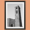 A black framed print of San Francesco Church in Lucca, Italy. By Photographer Scott Allen Wilson.